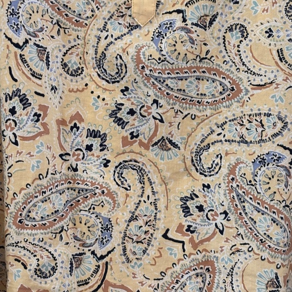 EUC J. Jill Women's Long Sleeve Paisley White Yellow Quarter Front Button Shirt - Picture 5 of 15